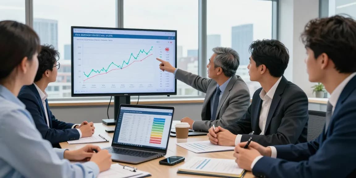 Team of professionals discussing uk electricity price per kwh april 2026 trends in a modern conference room.