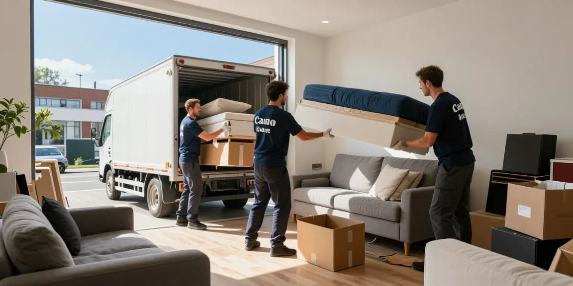 Efficient team during Wohnungsentrümpelung Berlin, sorting furniture for waste removal.