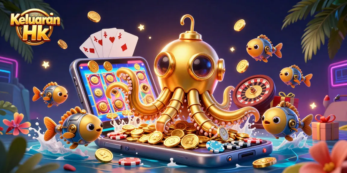 Keluaran Hk reveals stunning casino gameplay in an ultra-detailed 3D illustration featuring a kraken and slot games.
