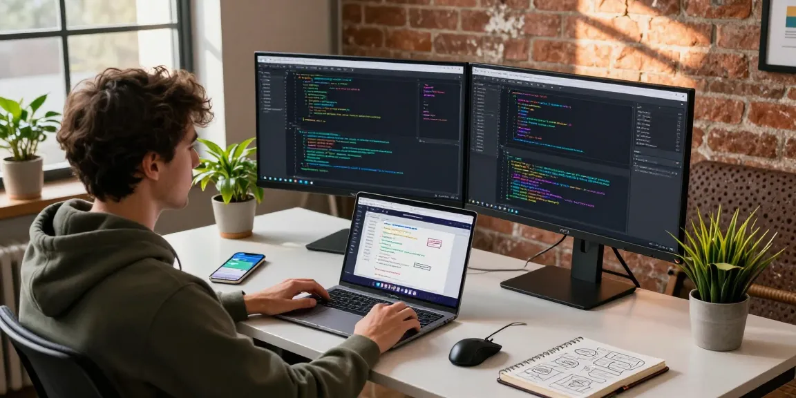 Developer immersed in coding with OpenClaw in a modern workspace.