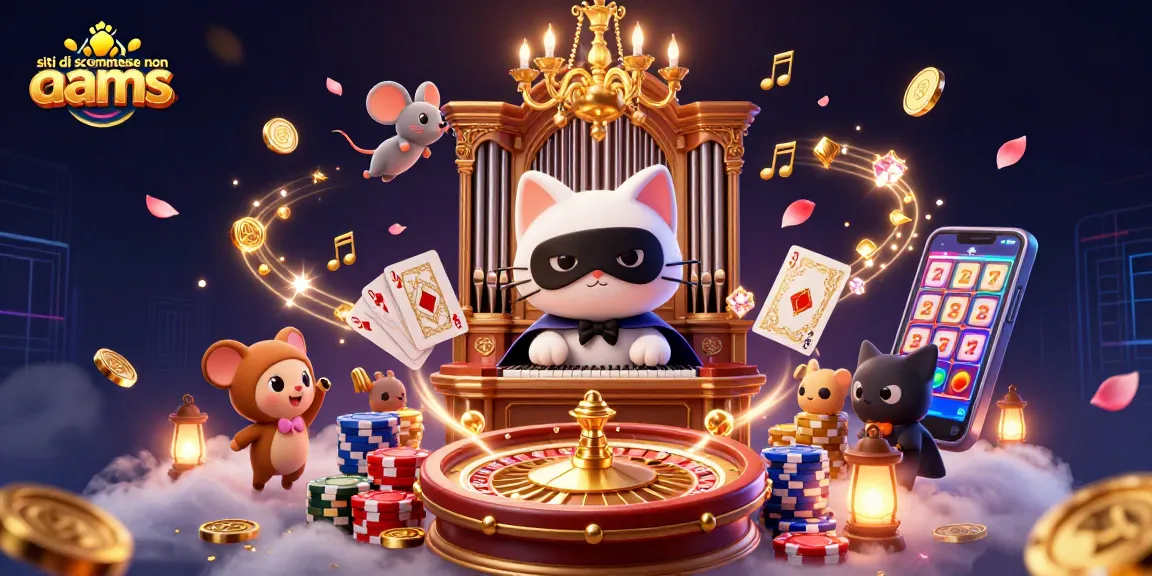 Scopri i siti di scommesse non AAMS con la magia di un gatto bianco mascherato che gioca al casinò.