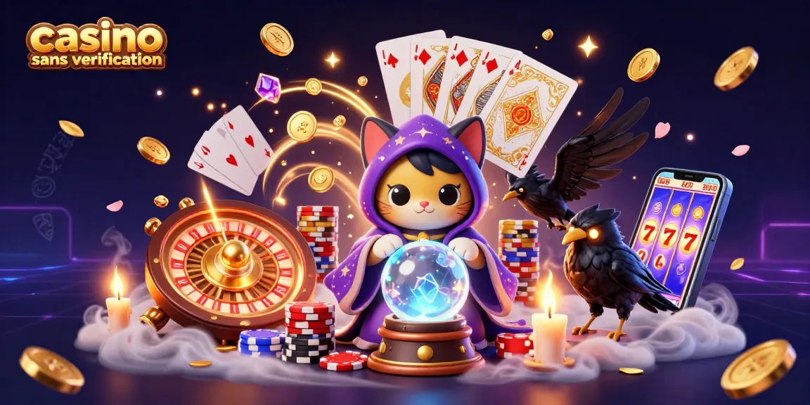 Gagnez avec des casinos sans vérification dans cette illustration dynamique de mystère et de chance.
