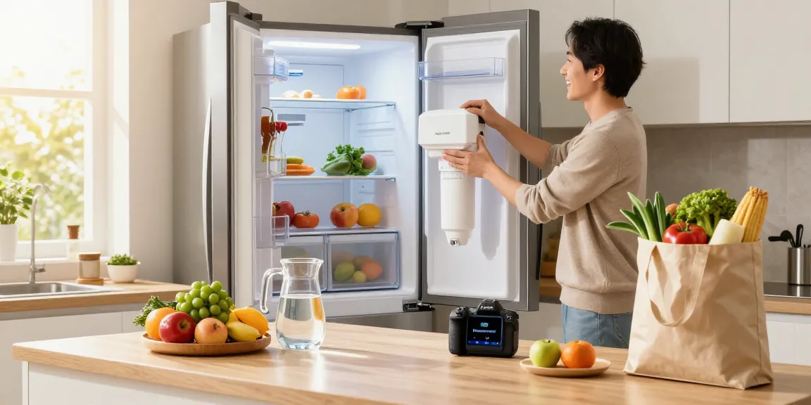 AQUA CREST Replacement for GE® RPWFE® being replaced in a bright kitchen, showcasing freshness and health.