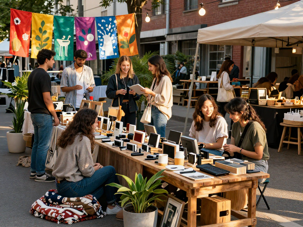 Engaging e-commerce experience with friends shopping second-hand at ROKOK88 RTP market.
