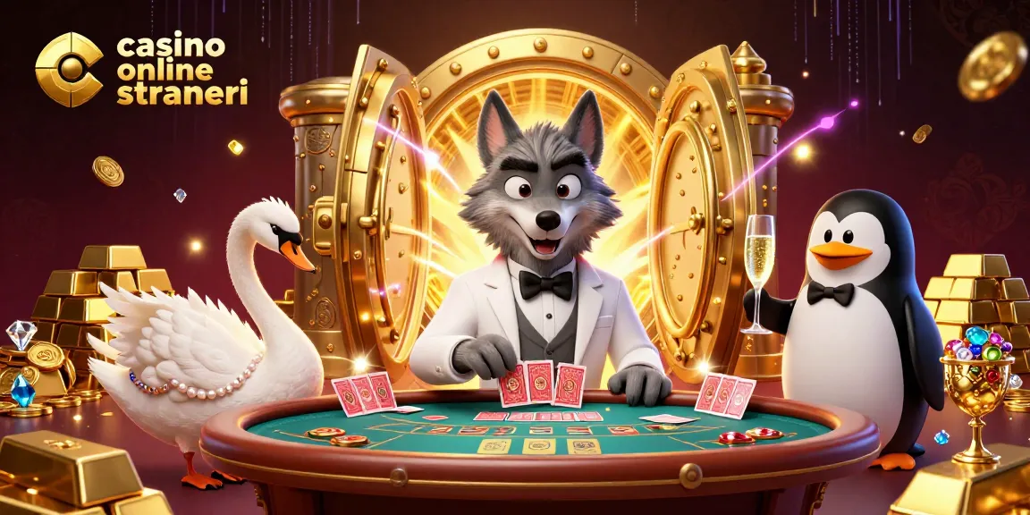 Vivi momenti emozionanti nei casino online stranieri con un lupo elegante, un cigno raffinato e un pinguino sofisticato.