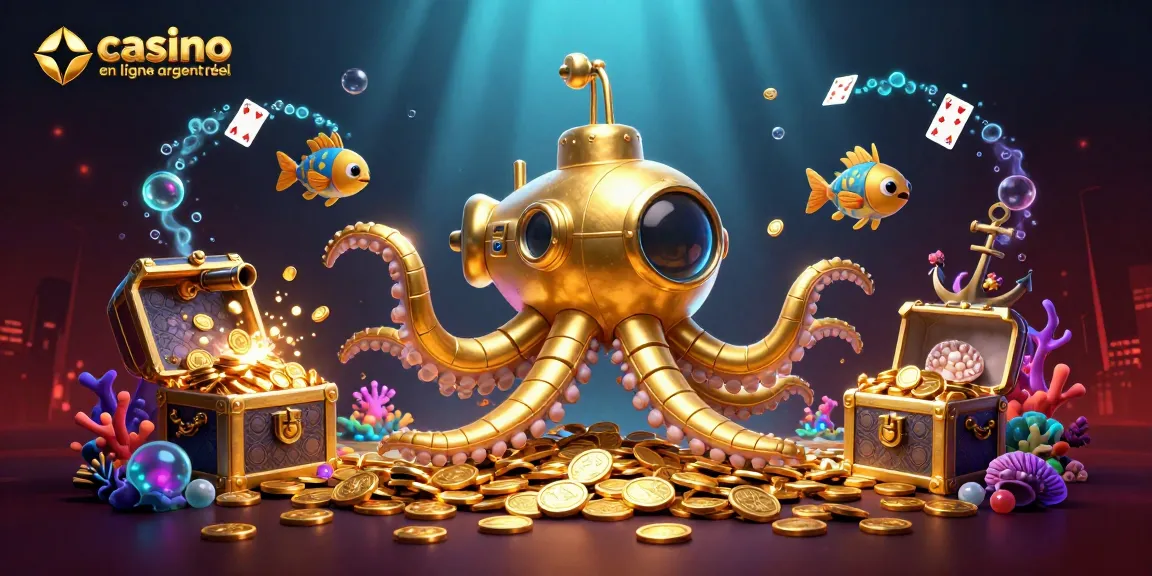 Jouer dans un casino en ligne argent réel avec une illustration colorée de monstres marins.