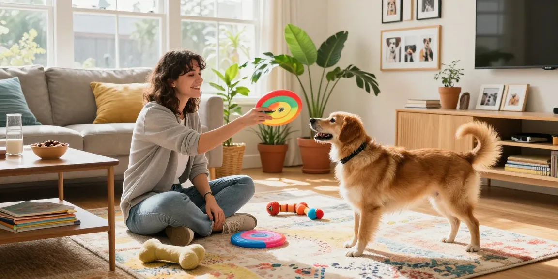 Engaged owner playing with the spirited NAGA2000 dog in a bright, inviting living room.