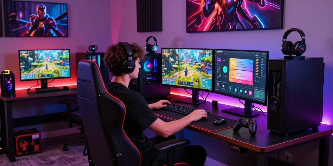 Engaging gaming setup with PAKDE4D experience, vibrant graphics, and dynamic environment.
