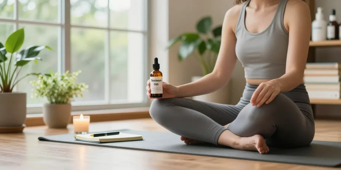 Individual holding hempworx-500-cbd-oil-amazon in a serene home wellness setting for self-care.