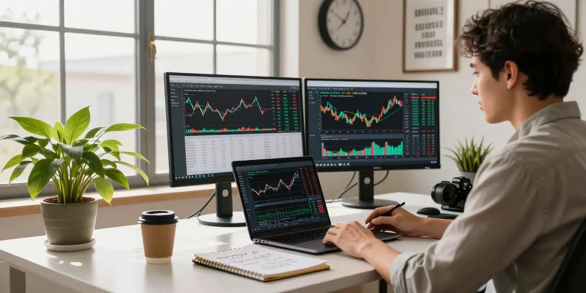 Home office investment scene featuring stocks analysis at https://5starsstocks.news/ with calming plants and charts.