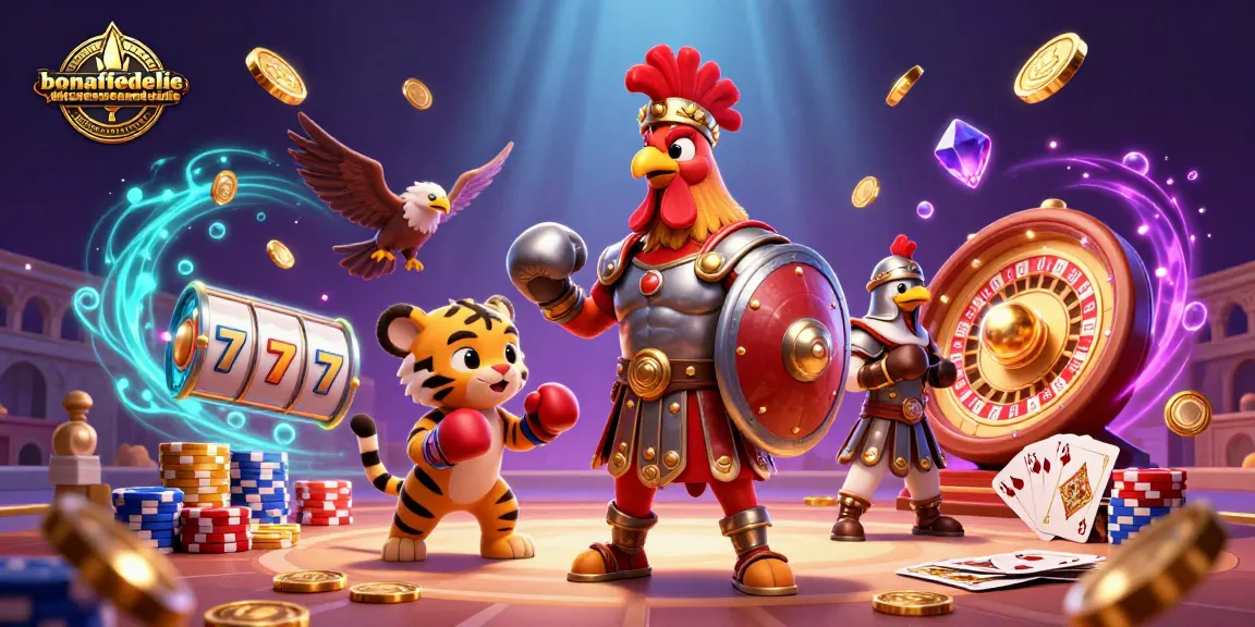 Engage with bonafidedelicatessenandcafe in a lively gambling scene featuring animated characters and slot action.