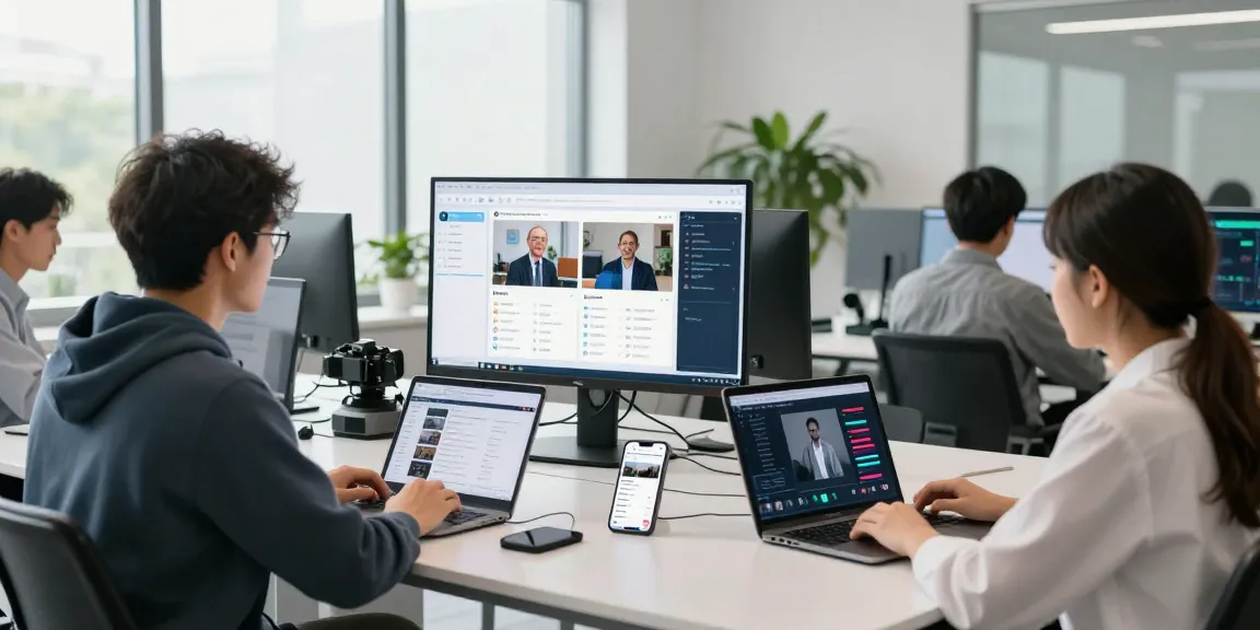Team analyzing data on the ai detector platform in a modern office environment.