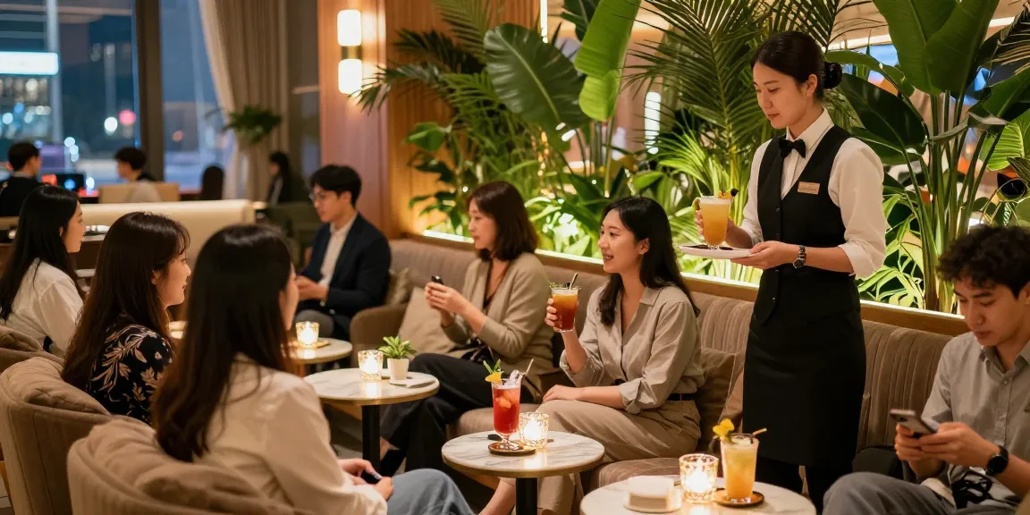강남 블렌딩 쩜오에서 고객들이 편안하게 시간을 보내고 있는 고급스러운 공간입니다.