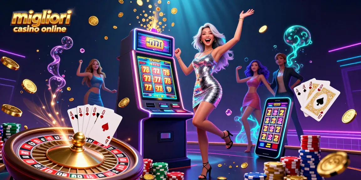 Cattura l'eccitazione dei migliori casino online con una donna asiatica glamour che celebra un jackpot.