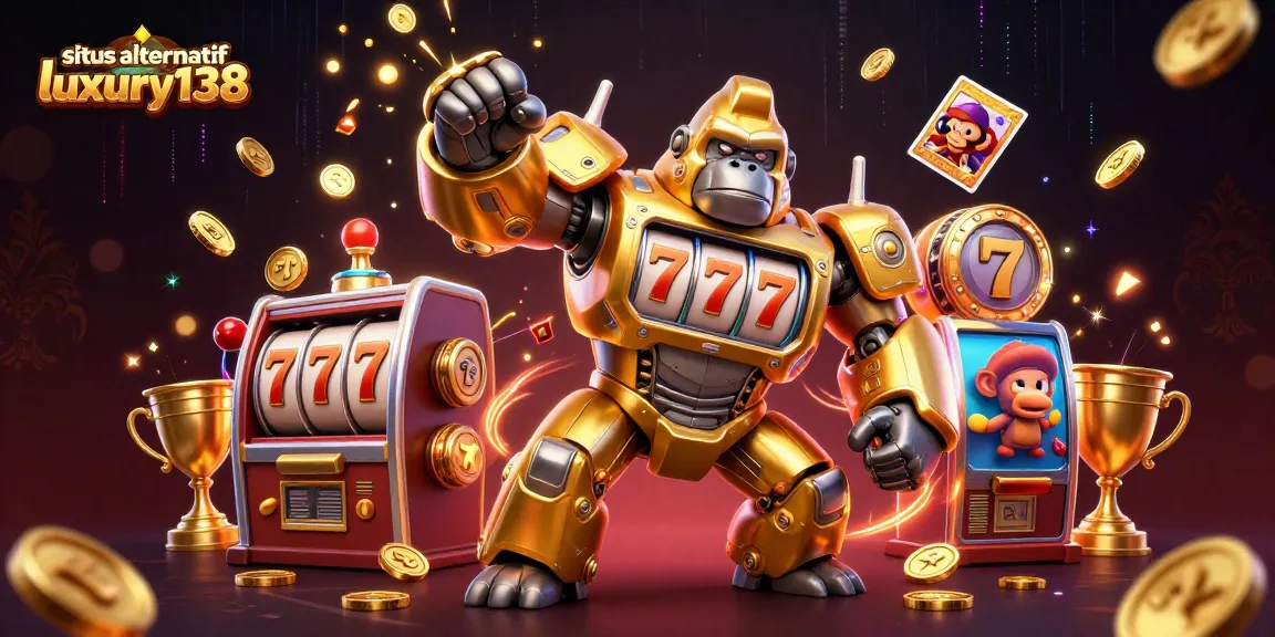Engage with situs alternatif luxury138 by exploring exciting gameplay with a 3D golden gorilla mech character dynamic.