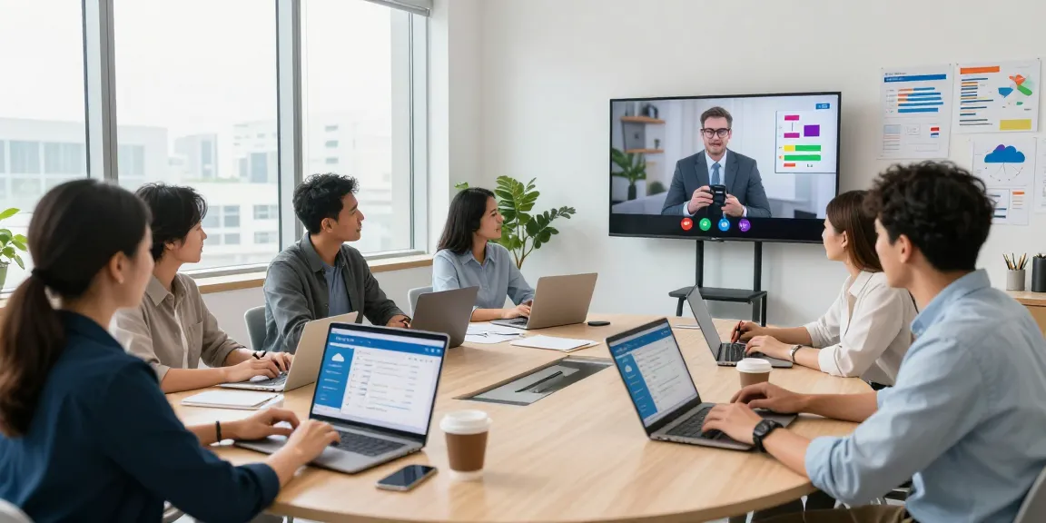 Dynamic team collaboration using מרכזיות בענן technology in a modern office