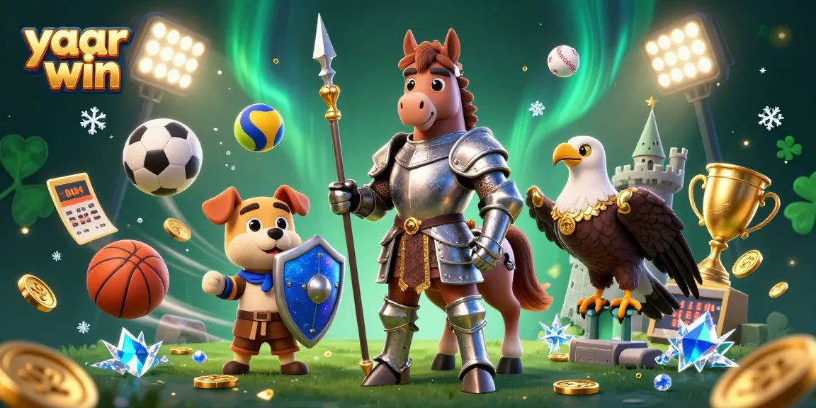 Experience yaar win as the knight and squire join dynamic sports betting elements in this vibrant 3D scene.