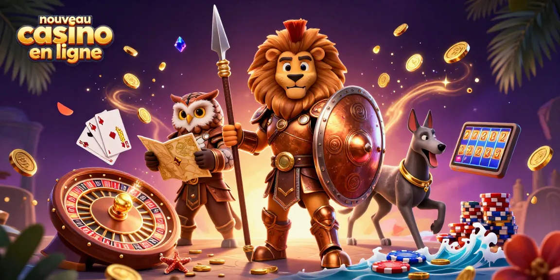 Vivez l'excitation des nouveau casino en ligne à travers une illustration 3D palpitante remplie d'éléments de casino.