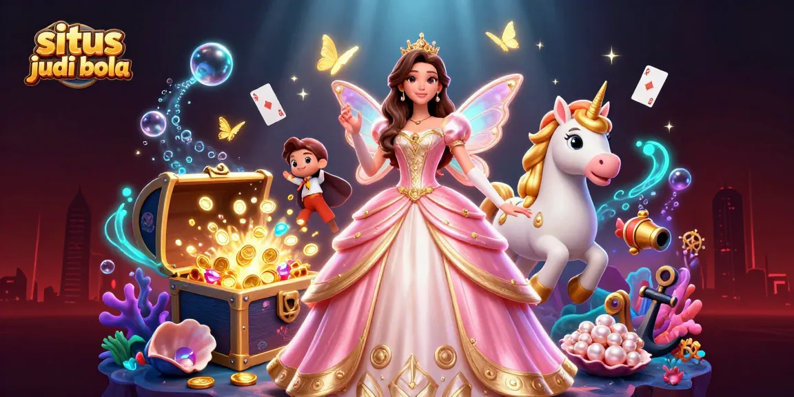 Experience situs judi bola with vibrant 3D characters and casino elements in an enchanting underwater scene.
