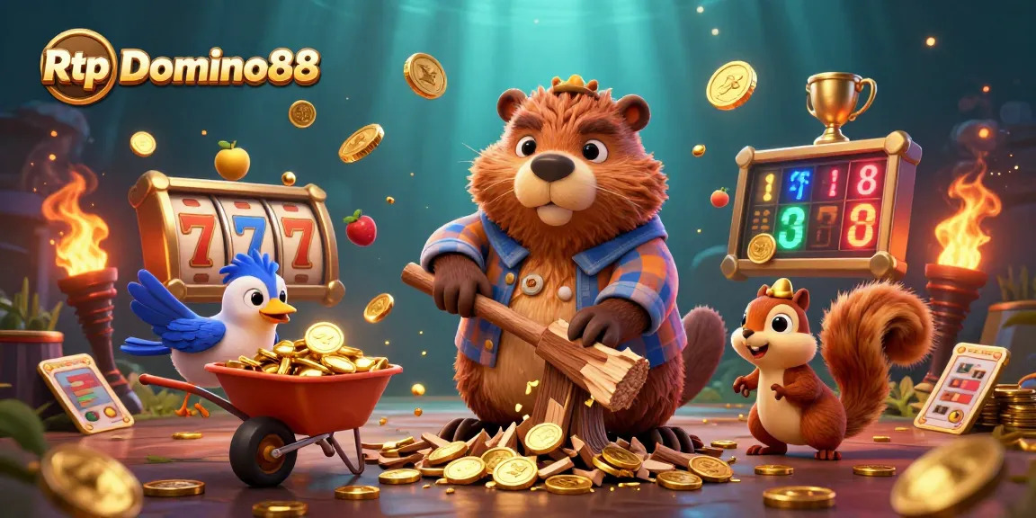 Experience the thrill of Rtp Domino88 with dynamic slot gaming elements in a vibrant scene