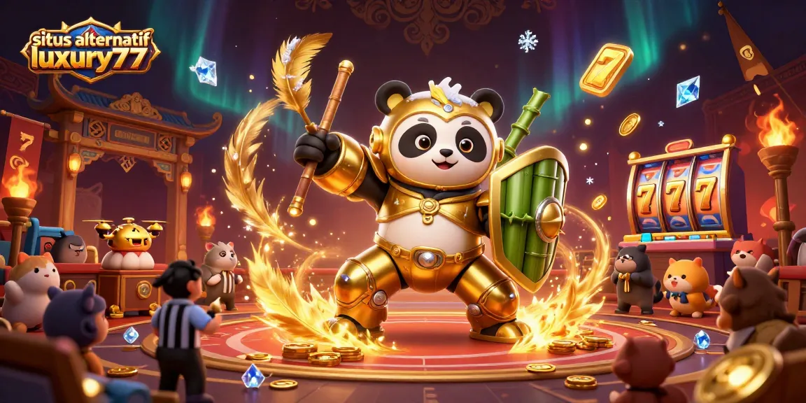 Experience thrilling action at the situs alternatif luxury777 casino with vibrant 3D illustrations showcasing exciting slot reels.