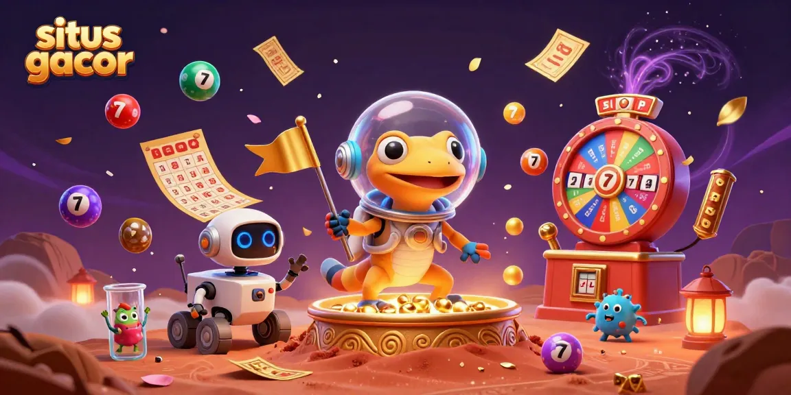 Experience thrilling gaming at situs gacor with a vibrant 3D casino adventure illustration showcasing winners and lively action.