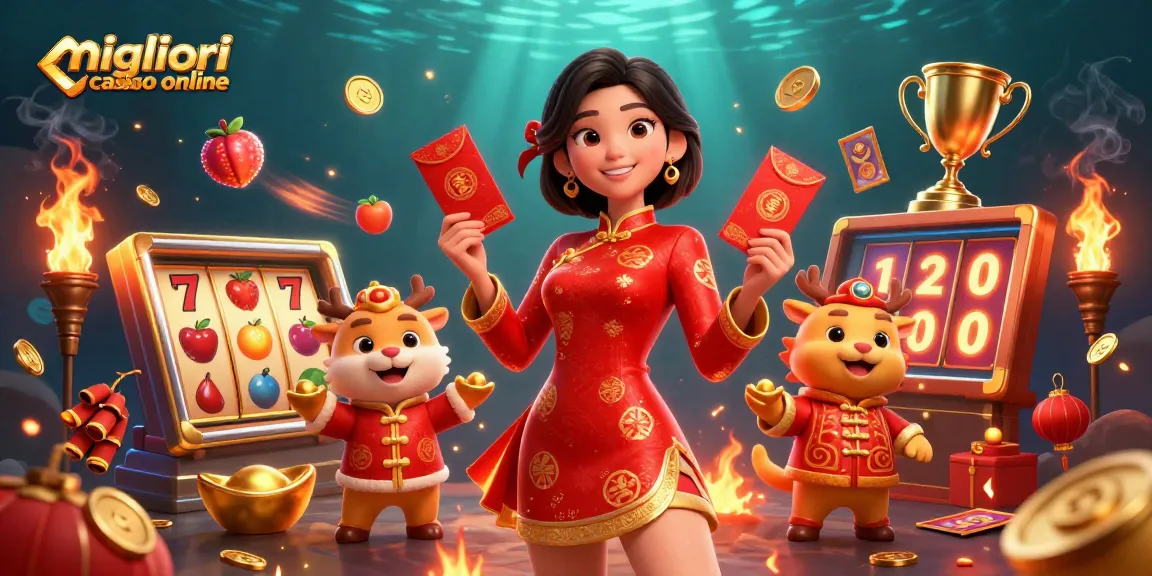 Unisciti al divertimento nei migliori casino online con un'illustrazione vivace di elementi e personaggi a tema casinò.