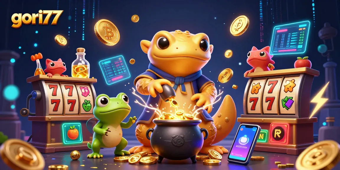 Engage with gori77 slots featuring dynamic alchemical elements in a vibrant casino scene.