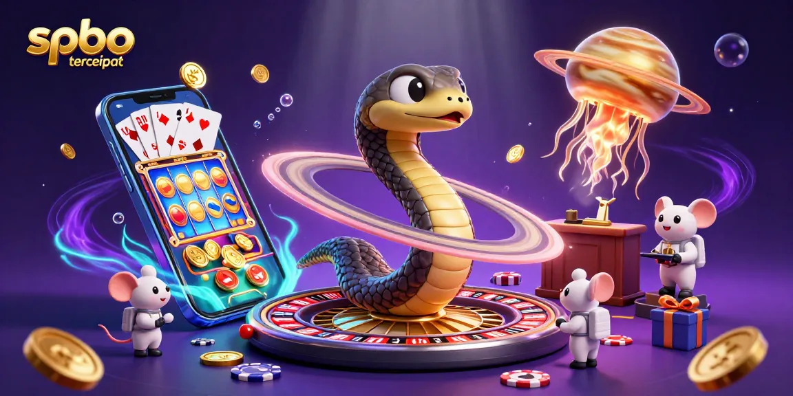 Bet on cosmic roulette with spbo tercepat, featuring unique characters and vibrant casino elements.