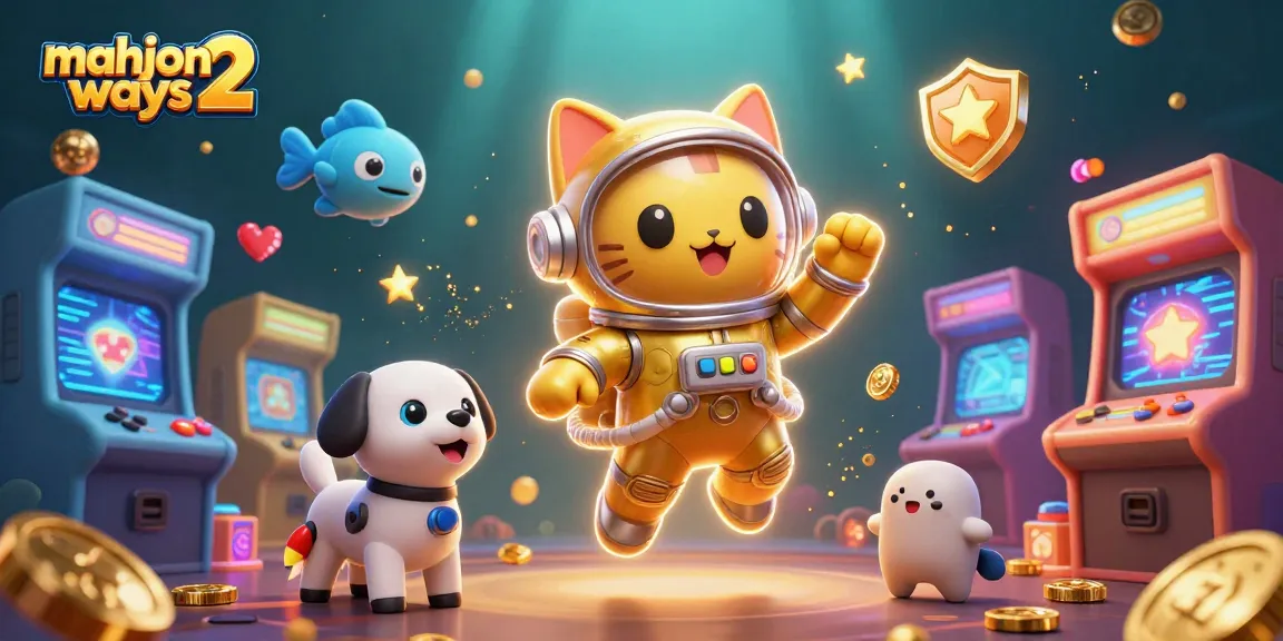 Engage in mahjong ways 2 with colorful 3D arcade elements and characters in a vibrant casino scene.