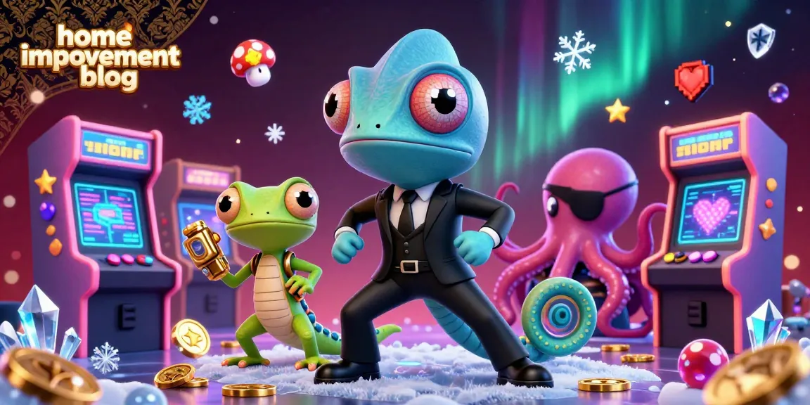 Engaging 3D illustration for home improvement blog featuring dynamic casino characters and vivid gaming elements.