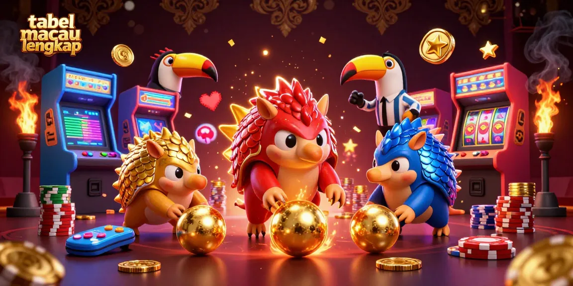 Tabel macau lengkap showcase with cartoon pangolins in colorful casino game scene filled with excitement.
