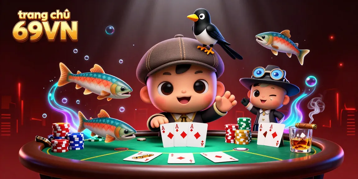 Experience the excitement of gaming at trang chủ 69VN with vibrant characters and engaging poker elements.