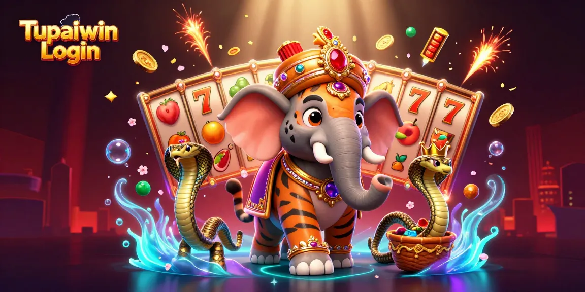Experience the thrill of winning at Tupaiwin Login with this vibrant 3D casino illustration featuring a majestic tiger and lucky symbols.