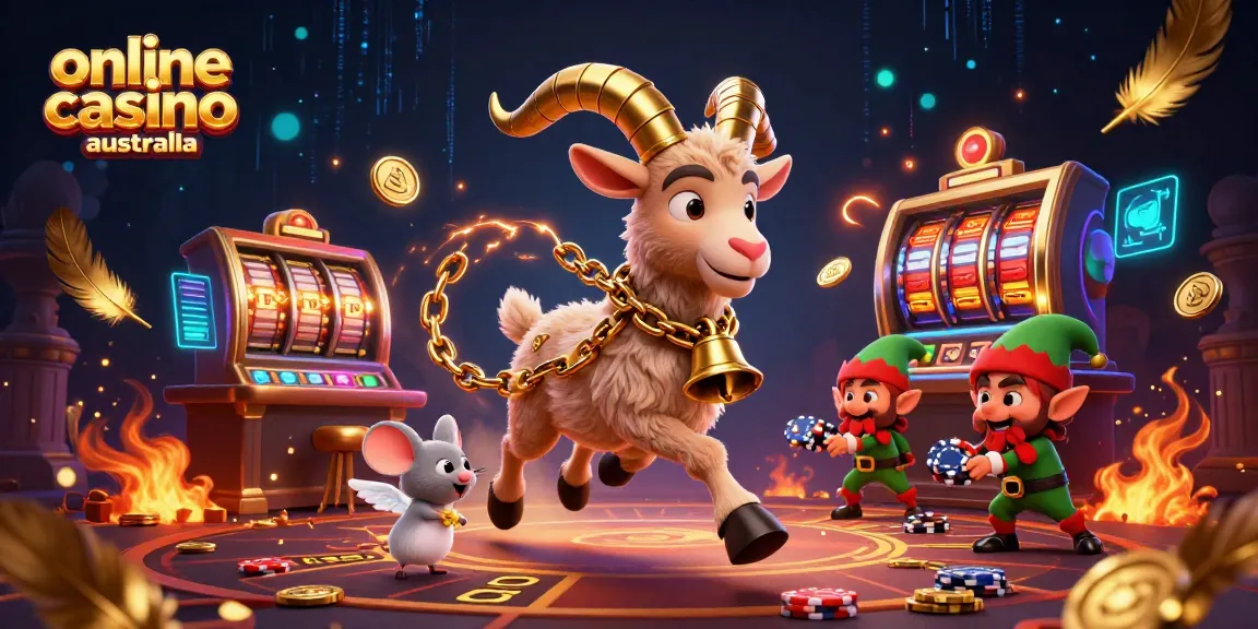 Experience the thrill of online casino Australia with Krampus, angel mouse, and gremlin stealing chips.