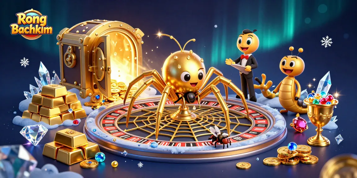 Engage with Rong bachkim as a golden spider spins a roulette web amidst treasures.